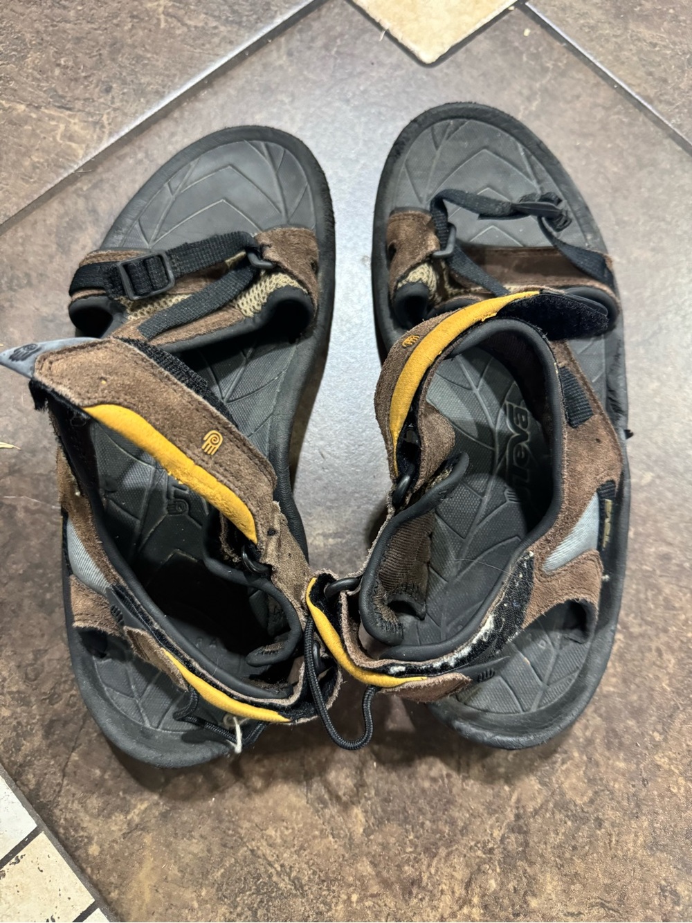 Teva Brown and Yellow Men's Outdoor Sandals